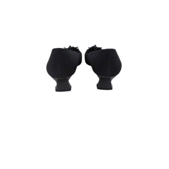 Stuart Weitzman Black Kitten Heel Pumps With Bow Accent SZ 7 1/2M - Picture 6 of 7